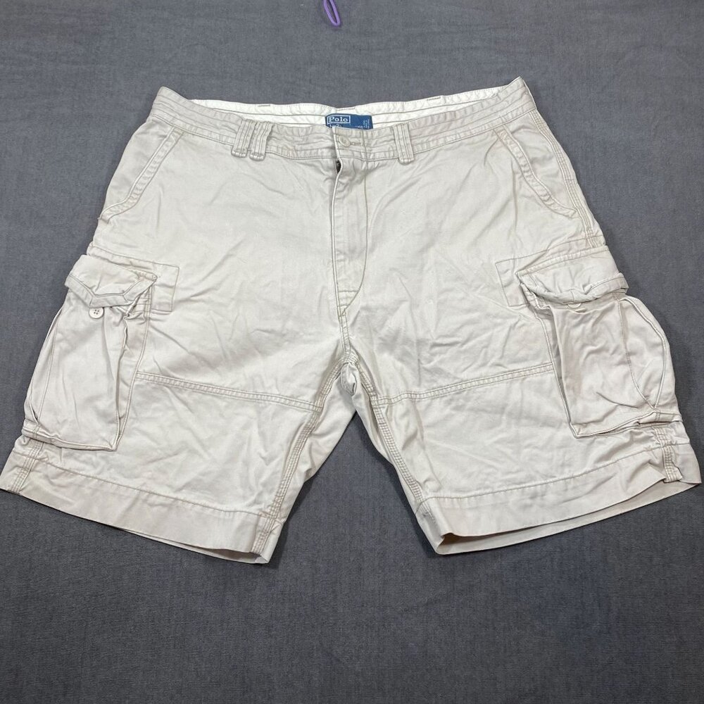 Polo Ralph Lauren Mens Beige Cargo Shorts 100% Cotton Classic Fit Pockets SZ 40